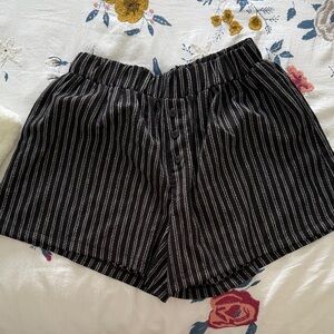 ASOS Black Striped High Waist Shorts